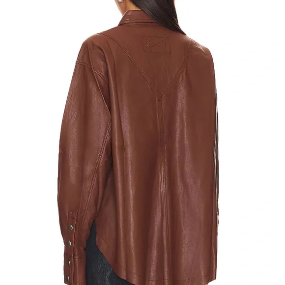 Free People Easy Rider Faux Leather Shacket NWOT M - Picture 3 of 11